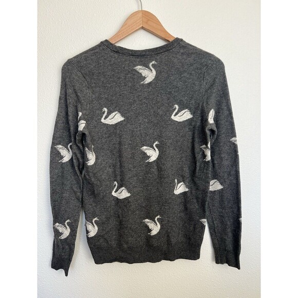 Joie Women's Size S Gray White Baby Swan Animal Cashmere Wool Blend Sweater - Picture 3 of 6